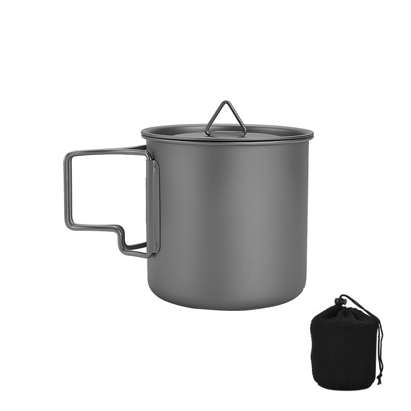Camping Cooking Ware Set - Mug Camping Titanium dengan Gagang Lipat