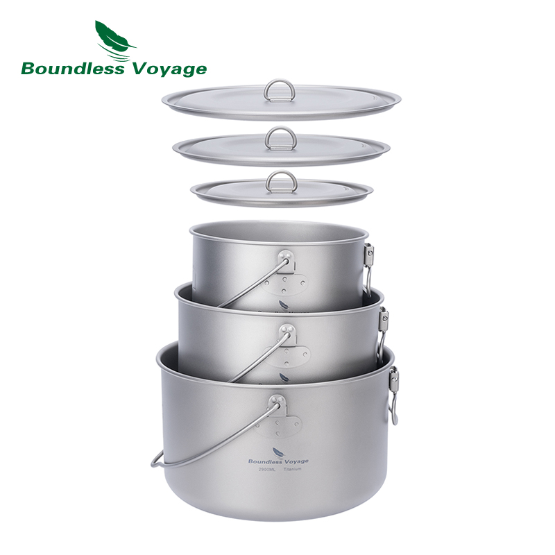 Camping Cooking Ware Set - Boundless Voyage panci Titanium peralatan masak