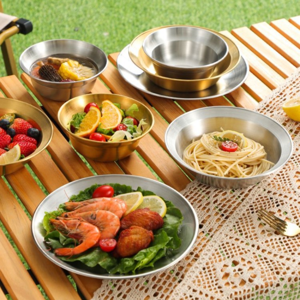 Camping Cooking Plate - Set peralatan makan stainless steel piring