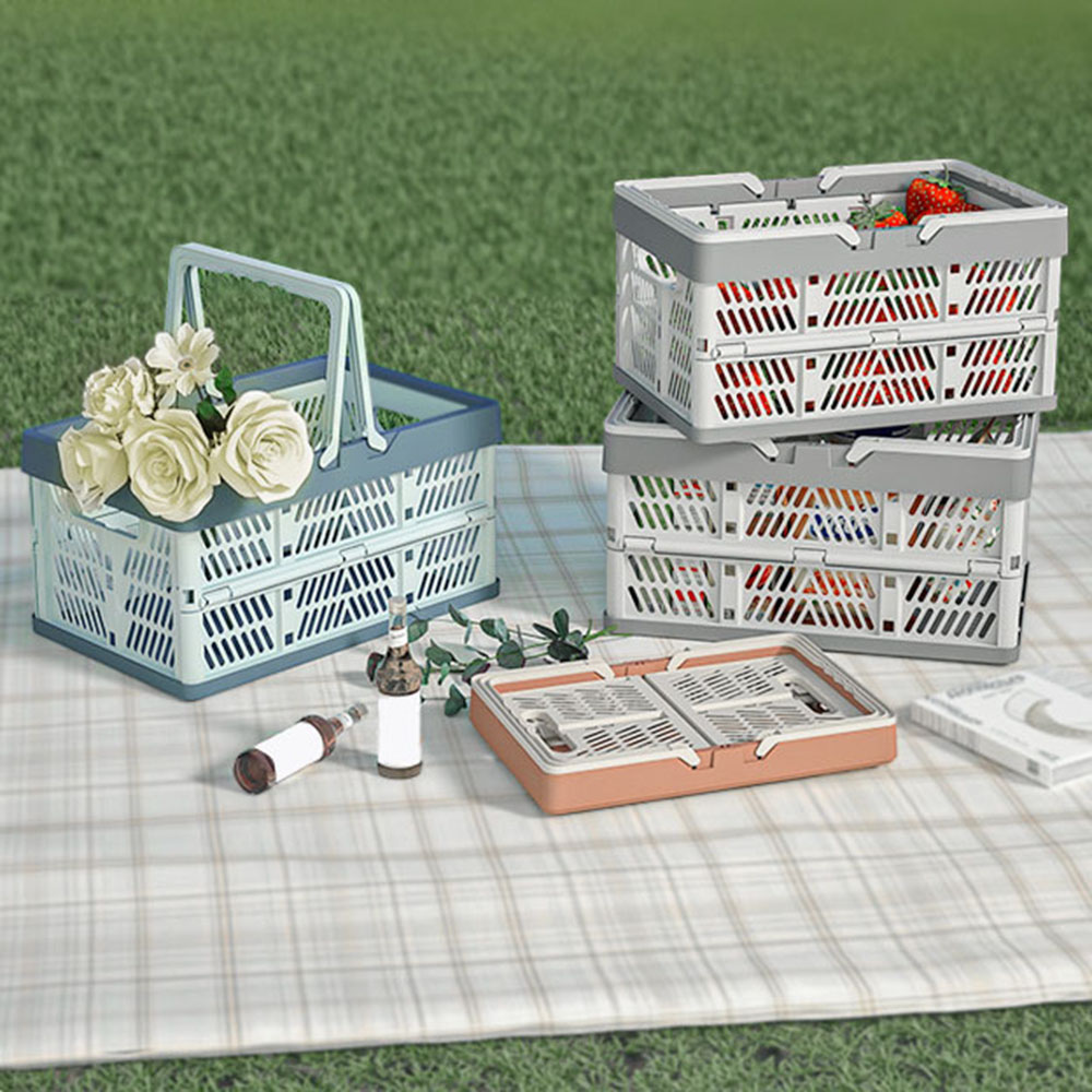 Camping Cooking Basket - Keranjang Penyimpanan Plastik Lipat Portabel Dengan