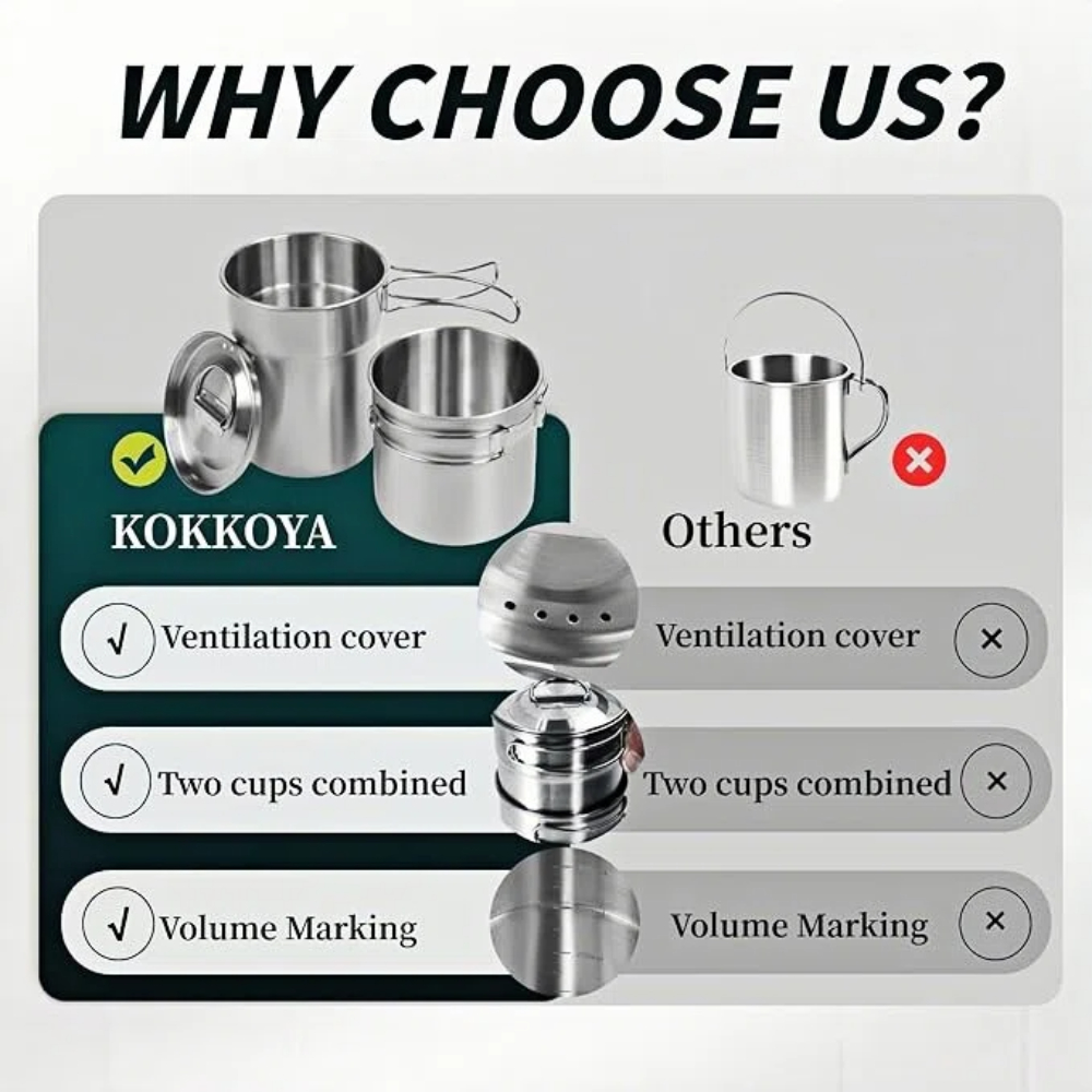 Cangkir Lipat untuk Berkemah,  - Camping Cooking Pot Stainless Steel ulasan dan harga