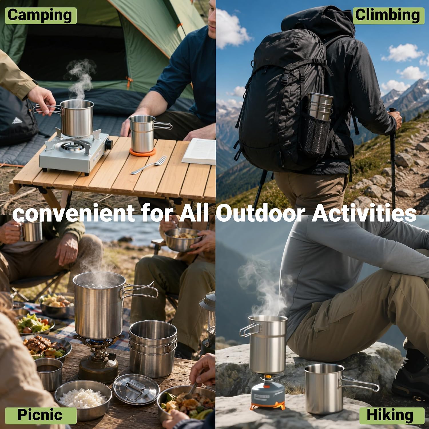 Cangkir Lipat untuk Berkemah,  - Camping Cooking Pot Stainless Steel ulasan dan harga