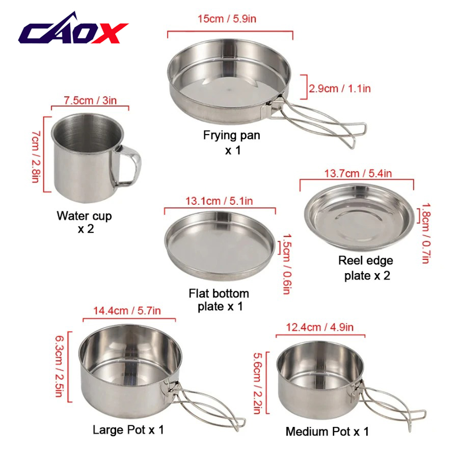 CAOX 8pcs/Set Peralatan Masak  - Camping Cooking Ware Set ulasan dan harga