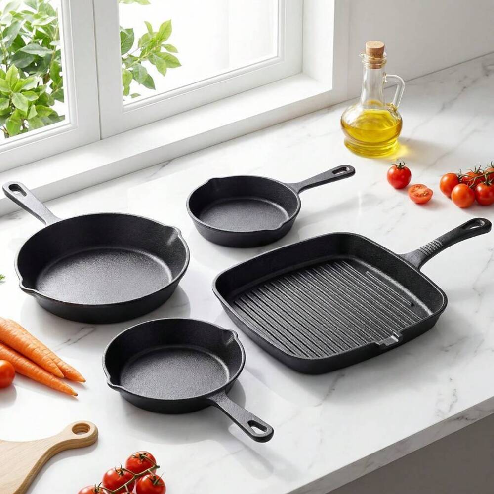 Set Peralatan Masak Besi Cor 4 - Camping Cooking Ware Set ulasan dan harga
