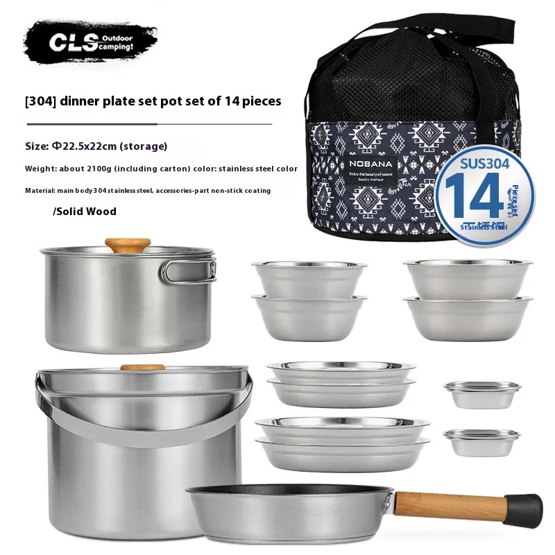 NOBANA&CLS 22PCS Set Peralatan - Camping Cooking Pot Stainless Steel ulasan dan harga
