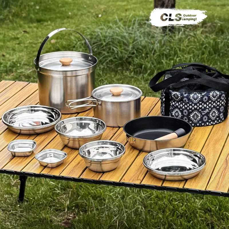 NOBANA&CLS 22PCS Set Peralatan - Camping Cooking Pot Stainless Steel ulasan dan harga