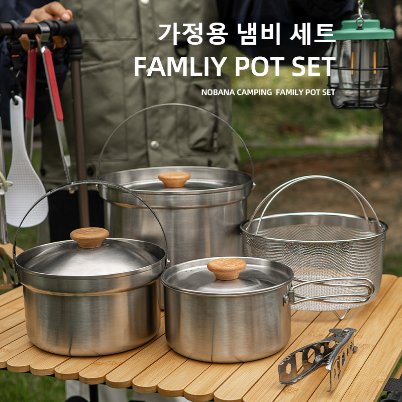 NOBANA Set Panci Baja Tahan Ka - Camping Cooking Pot Stainless Steel ulasan dan harga