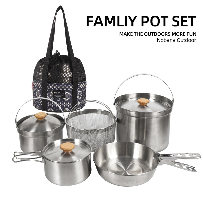 NOBANA Set Panci Baja Tahan Ka - Camping Cooking Pot Stainless Steel ulasan dan harga