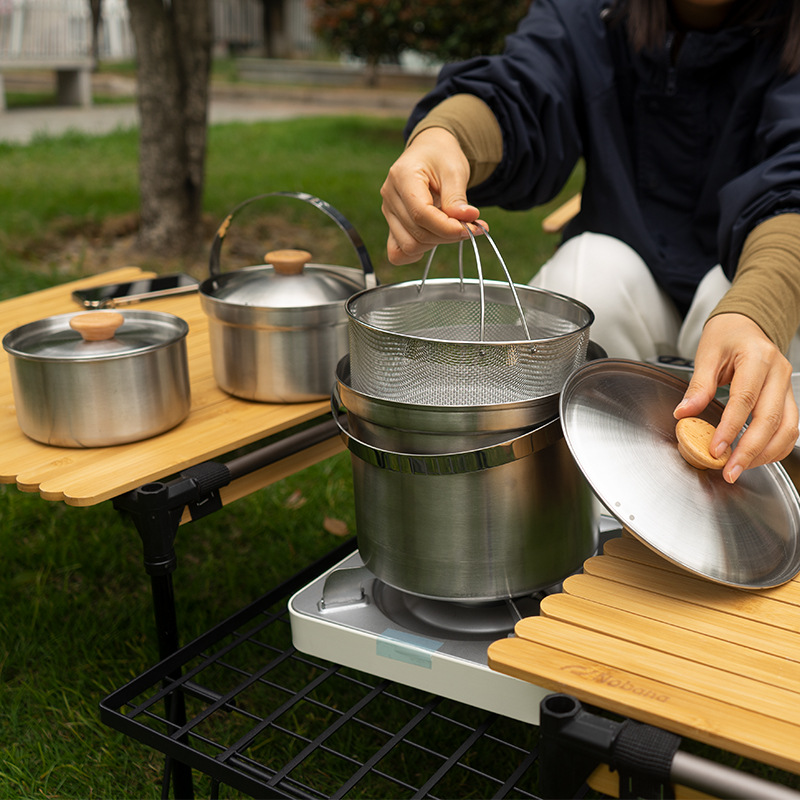 NOBANA Set Panci Baja Tahan Ka - Camping Cooking Pot Stainless Steel ulasan dan harga