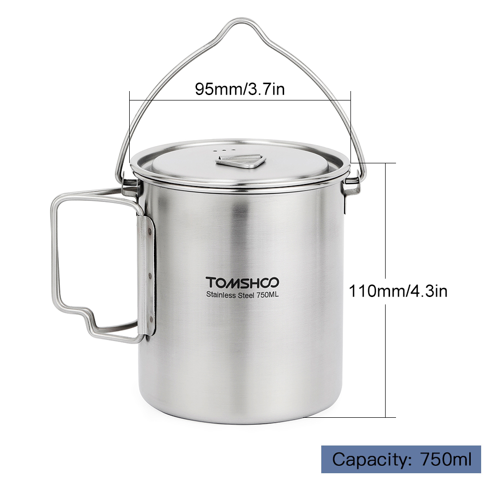 TOMSHOO 750Ml Panci Baja Tahan - Camping Cooking Pot Stainless Steel ulasan dan harga
