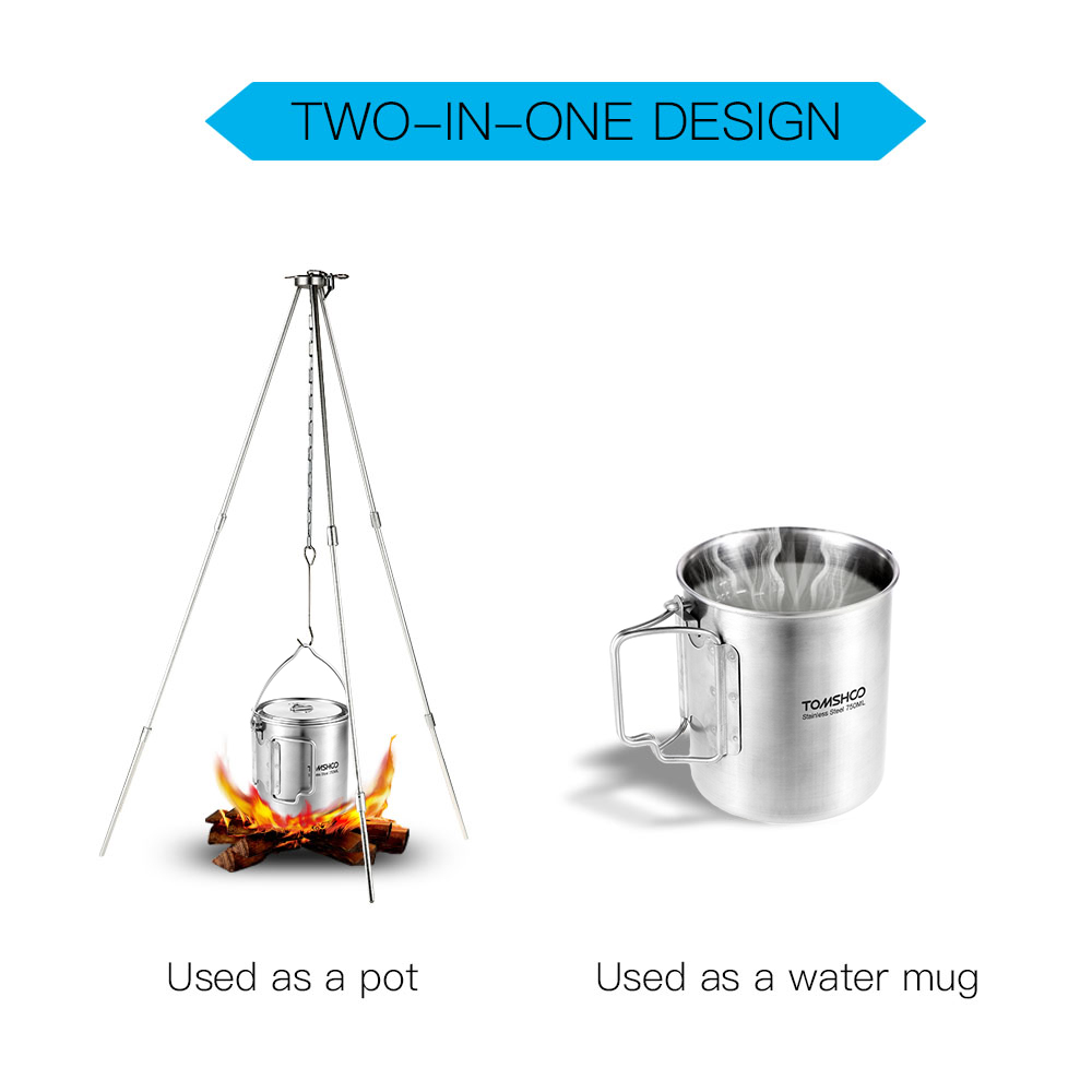 TOMSHOO 750Ml Panci Baja Tahan - Camping Cooking Pot Stainless Steel ulasan dan harga