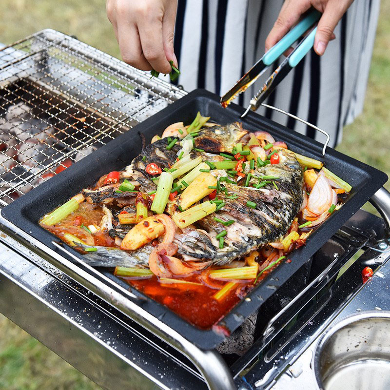 Panci Panggangan Persegi Tebal - Camping Cooking Plate ulasan dan harga