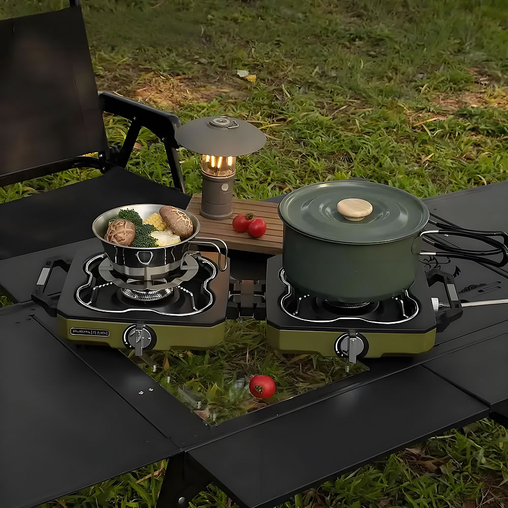 Kompor Camping Dua Tungku Port - Camping Double Cooking Stove ulasan dan harga